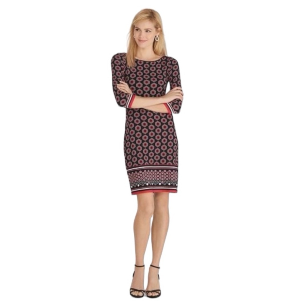 WHBM Patterned Dress w 3/4 Sleeves